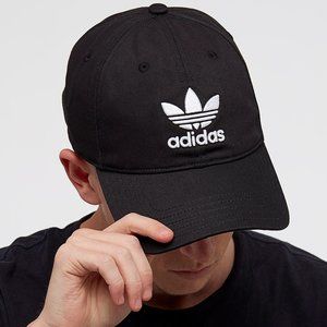 Adidas Trefoil Black Relaxed Strapback Dad Hat Cap